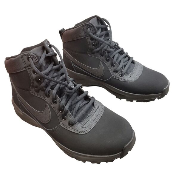 Nike Manoadome 844358-003 Men's Core Black Leather Ankle Hiking Boots - Picture 1 of 7